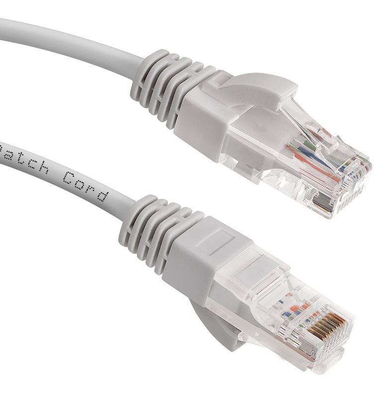 Кабель патч-корд U/UTP 5e кат. 0.5м BION BPC-U5E101-0.5M AWG 26 (7/0,16мм), CCA, многожильный, PVC, 0,5м, серый