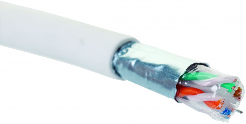 Кабель витая пара F/UTP 6 кат. 4 пары Eurolan 19C-F6-12WT-B305 4 пары, 23 AWG, нг(А)-HF, внутренней прокладки, белый, коробка 305 м