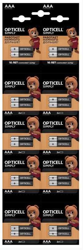 Батарейка OPTICELL 5050002 алкалиновый AAA/LR03 (блист. 2штх10) отрывной набор HBDC (уп.20шт) Opticell
