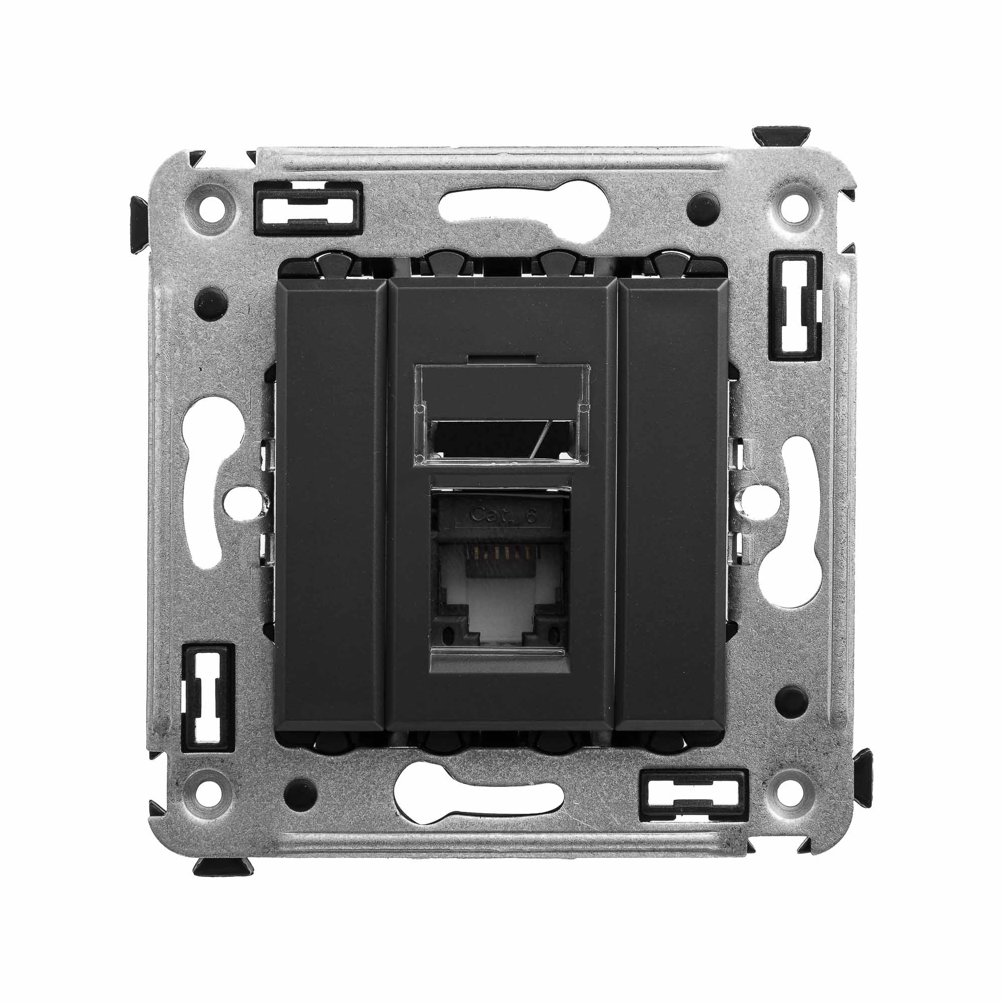 Розетка компьютерная DKC 4412293 RJ-45 в стену, кат.6 одинарная, Черный матовый, Avanti