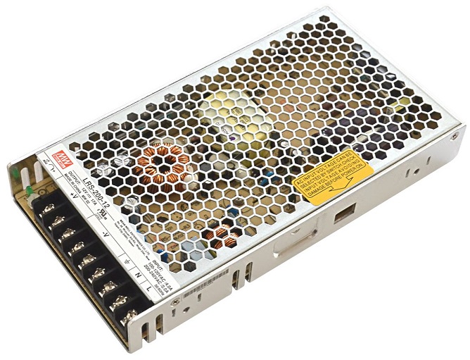 Преобразователь AC-DC сетевой Mean Well LRS-200-12 173Вт, вход 115/230В AC (переключатель), 47…63Гц, выход 12В/17A, рег. вых ±10%, изоляция 3750В AC,