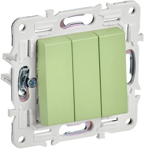 Выключатель трехклавишный IEK SK-V30-0-10-K06 SKANDY 10А SK-V11M мятный