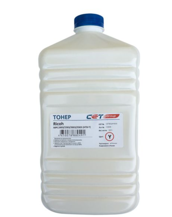 Тонер CET CET8524Y500 HT8-Y желтый бутылка 500гр. для принтера RICOH MPC2011/C2004/C2504/C3003/C307, IMC3000