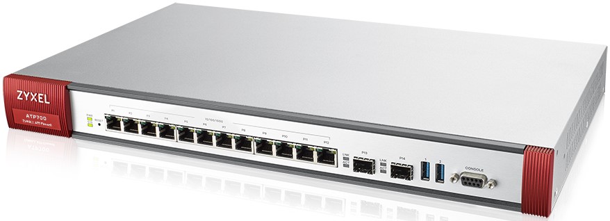 Межсетевой экран ZYXEL ZyWALL ATP700 Rack, 12 (LAN/WAN) портов GE, 2xSFP, 2xUSB3.0, AP Controller (8/264), Device HA Pro, Sandbox и Botnet Filter, с п