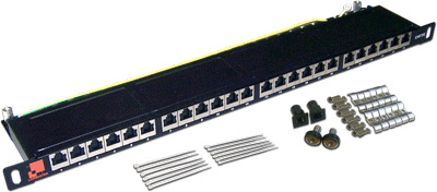 Патч-панели комплектные Патч-панель 19, 24xRJ45, STP, Кат. 5е Lanmaster LAN-PPC24S5E 0.5U, компактная