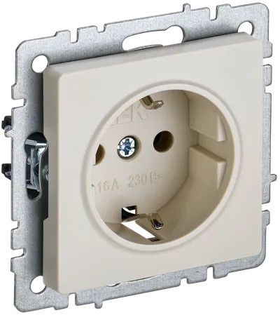 Розетка IEK BR-R11-16-K10 BRITE РС11-1-0-БрКр 16А с заземл. без защ. шторки бежевая