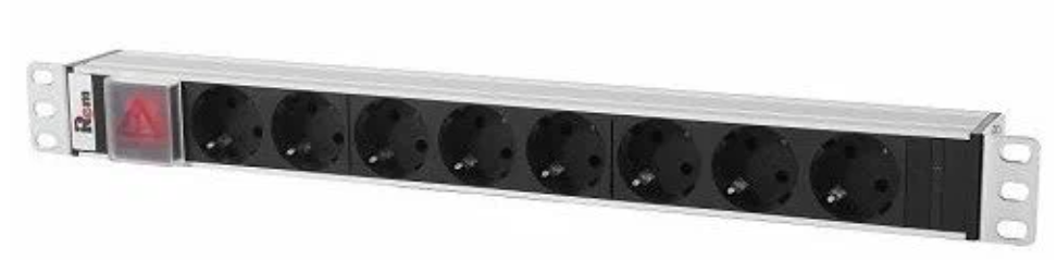  Блок розеток 19, 8 розеток ЦМО R-10-8S-V-440-1.8 Rem-10 с выкл., 8 Sсhuko, 10 A, алюм., шнур 1.8 м. IEC 60320 C14