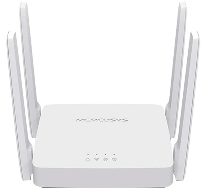   Xcom-Shop Роутер Mercusys AC10 AC1200, до 300 Мбит/с на 2,4 ГГц и до 867 Мбит/с на 5 ГГц, WAN 10/100 Мбит/с, 2*LAN 10/100 Мбит/с, 4 внешние антенны 5 дБи, IPTV,