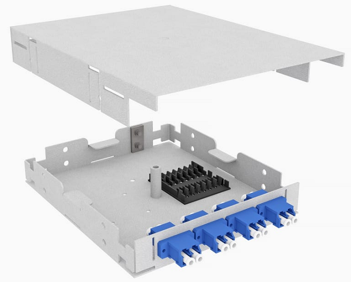 Кросс оптический настенный TopLAN КРНМ-Top-08LC/U-OS2-GY 8 LC/UPC адаптеров, одномодовый, укомплектованный