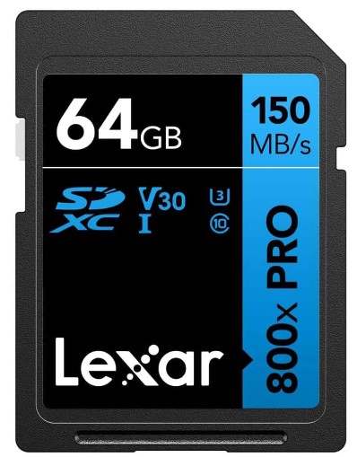 Карта памяти SDXC 64GB Lexar LSD0800P064G-BNNNG Professional 800x PRO UHS-I U3 V30 C10, 150/45MB/s