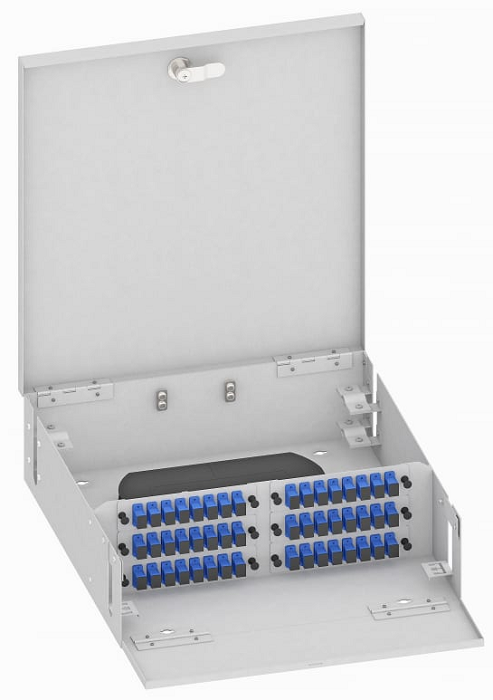 Кросс оптический настенный TopLAN КРН-Top-48SC/U-OS2-GY 48 SC/UPC адаптеров, одномодовый, укомплектованный