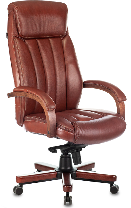 Кресло Бюрократ T-9922WALNUT руководителя, цвет светло-коричневый Leather Eichel кожа крестовина металл/дерево