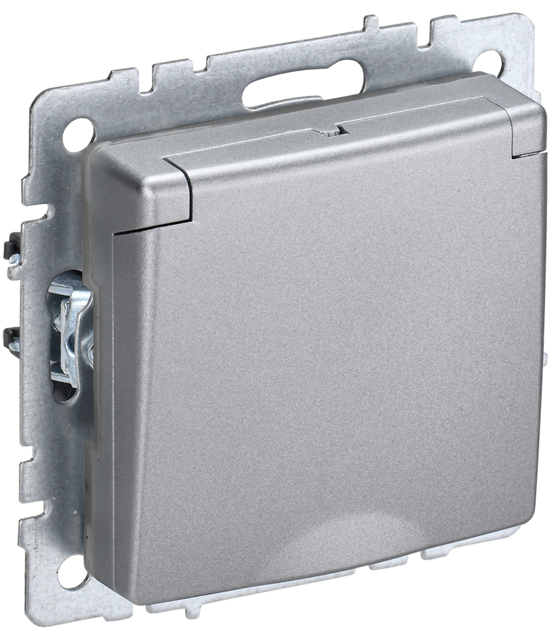 Розетка IEK BR-R16-16-K47 BRITE РСбш10-3-БрА 16А IP20 с заземл. защ. шторки с крышкой алюм.