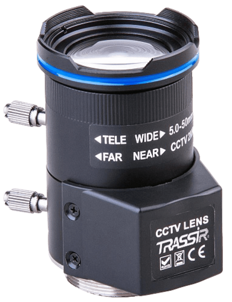 Объектив TRASSIR TR-L4M2.7D5-50IR 1/2.7, CS, с поддержкой АРД, АРД-DC, F1.4, 5~50 мм, 50°~5.7°(Г), 36.5°~4.3°(Г)