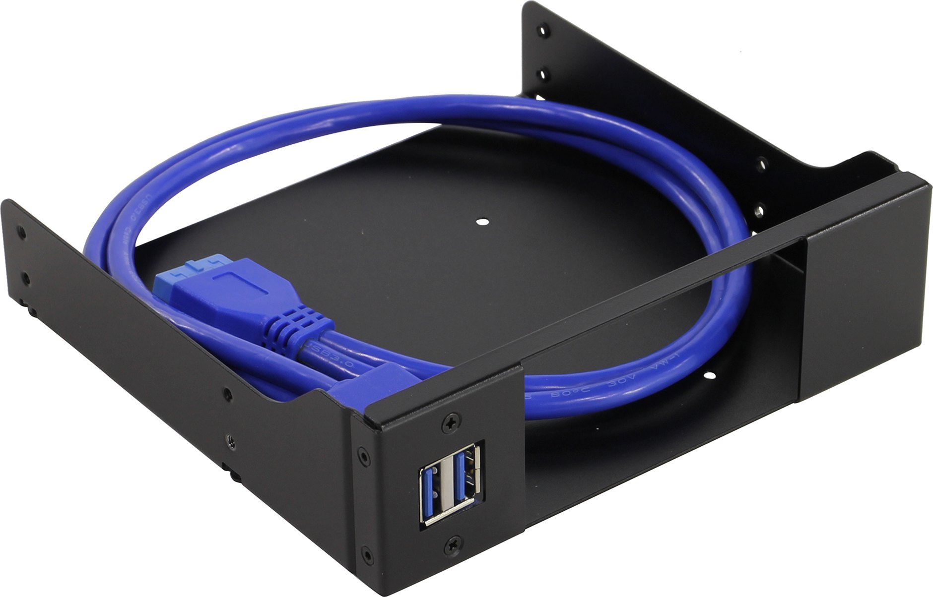Крепление Procase MU-102-USB3-BK для установки одной корзины серии MU в отсек 5.25, 2*USB 3.0