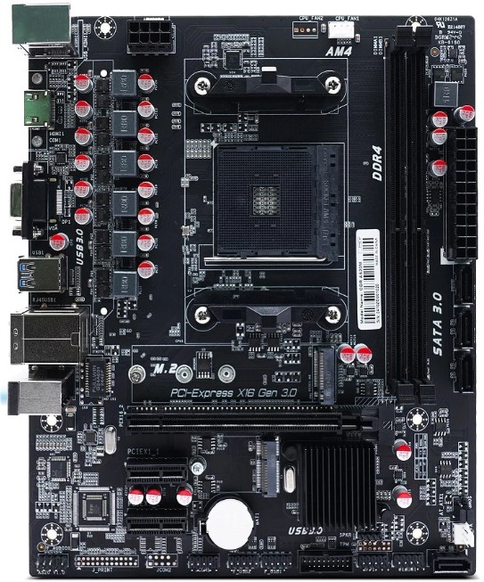 Материнская плата mATX CBR MB-AFA520M-RTL (AM4, AMD A520, 2*DDR4, PCIe, M.2, 4*SATA, 2*USB 2.0,  4*USB 3.0, HDMI, VGA)