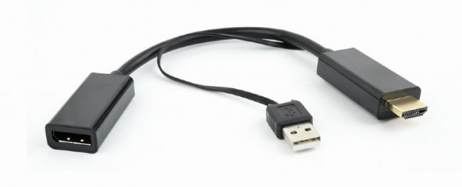 Конвертер интерфейсов Cablexpert HDMI - DisplayPort черный, 5 VDC/1A, 15см
