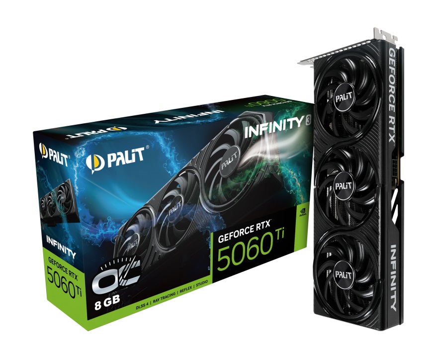 Видеокарта PCI-E Palit GeForce RTX 5060 TI INFINITY 3 OC (NE7506TS19P1-GB2062S) 8GB GDDR7 128bit 2662/28000MHz HDMI 3*DP