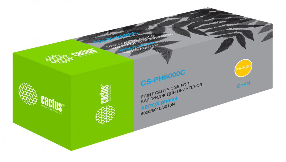Картридж Cactus CS-PH6000C для Xerox Phaser 6000/6010,голубой, 100