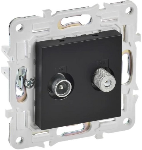 Розетка телевизионная IEK SK-AF20-O-K02 SKANDY TV+SAT SK-A13Bl черная
