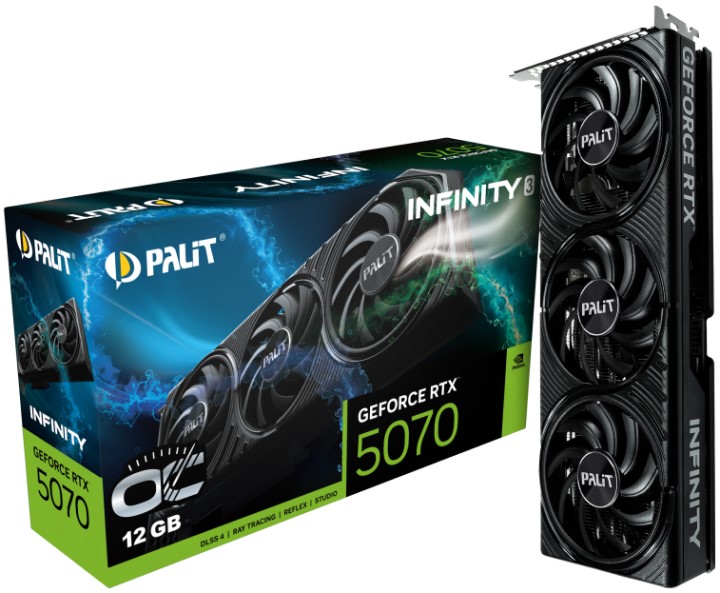 Видеокарта PCI-E Palit GeForce RTX 5070 INFINITY 3OC (NE75070S19K9-GB2050S) 12GB GDDR7 192bit 2325/28000MHz HDMI 3*DP