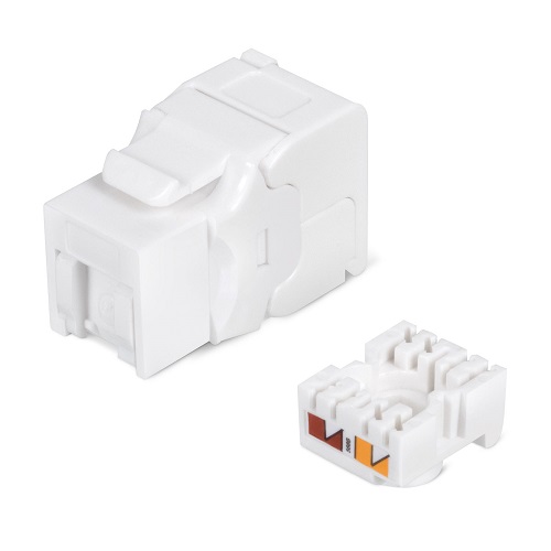 Модуль Cabeus KJ-RJ45-Cat.6A-180-Toolless (вставка) Keystone Jack RJ-45(8P8C), 180 градусов, категория 6A, без инструмента Toolless, белая