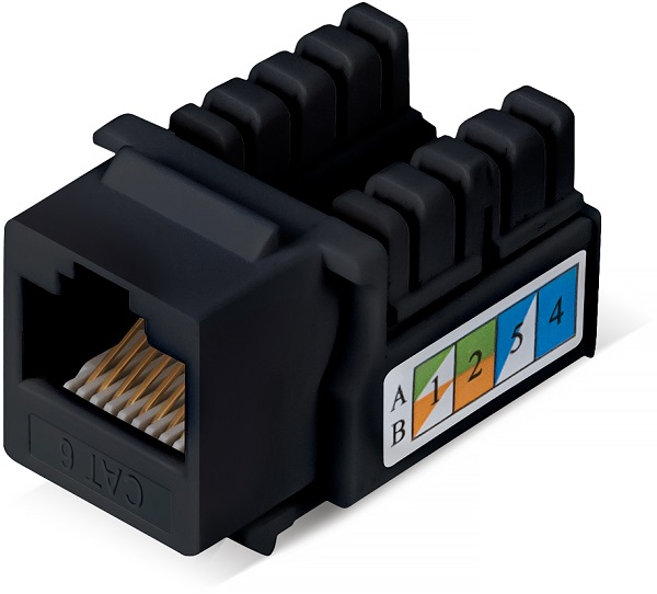 Вставка Cabeus KJ-RJ45-Cat.6-90-BK Keystone Jack RJ-45, кат 6, заделка тип 110, черная