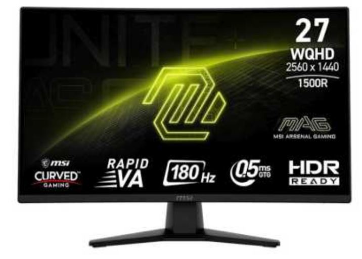 Монитор 27 MSI MAG 274CQF 9S6-3CE31T-015 Black, Curved 1500R, 16:9, Rapid VA, 2560x1440, 0,5ms, 300cd, 180Hz, 2*HDMI/DP
