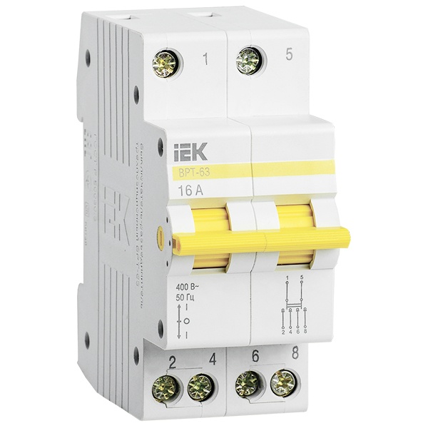 Выключатель-разъединитель трехпозиционный IEK MPR10-2-016 ВРТ-63 2P 16А