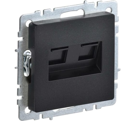 Розетка IEK BR-K20-1-K02 компьютерная двойная СП RJ45 кат.5E BRITE РК10-2-БрЧ черная