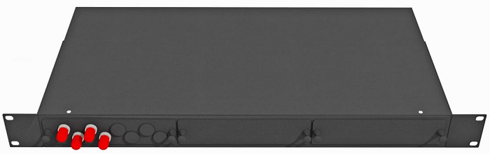 Кросс оптический стоечный TopLAN КРС-Top-1U-04ST/U-OS2-BK 19, 4 ST/UPC адаптера, одномодовый, 1U, черный, укомплектованный