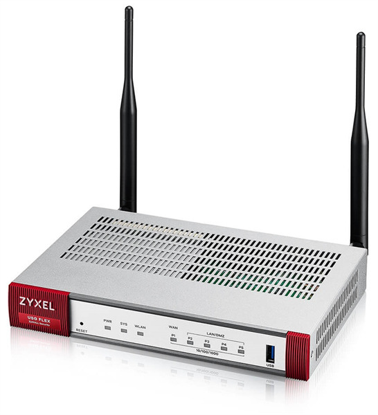 Маршрутизатор ZYXEL USGFLEX100AX-EUCI01F межсетевой экран и Wi-Fi контроллер USG FLEX 100AX, 1xWAN GE, 4xLAN/DMZ GE, Wi-Fi 6 (AX1800), 1xUSB3.0, AP Co