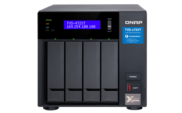   Xcom-Shop Сетевой накопитель QNAP TVS-472XT-PT-4G 4 отсека 3,5/2,5, 2хM.2, 10 GbE BASE-T, 2хThunderbolt 3. Pentium 3,1 ГГц, 4 ГБ DDR4