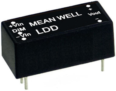 Драйвер светодиодный Mean Well LDD-500L IP67, вход 9…36В DC, выход 500мА/2...32В, вход вкл-выкл и регулировки яркости свечения, в корпусе на плату 22.
