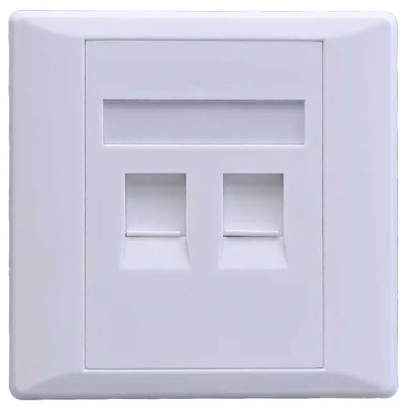 Панель лицевая SUPRLAN 10-0334-1 со шторкой 80x80 2xKeystone ABS пластик белый