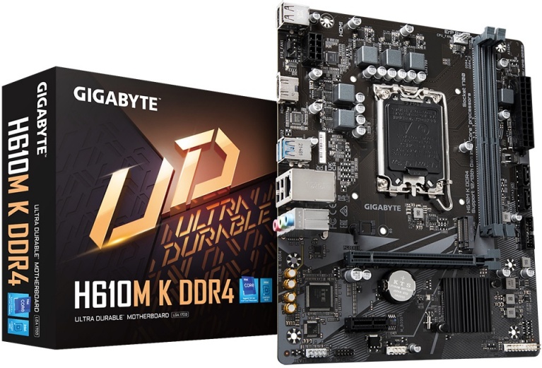 Материнская плата mATX GIGABYTE H610M K DDR4 (LGA1700, H610, 2*DDR4 (3200), 2*SATA 6G, M.2, 2*PCIE, Glan, HDMI, 2*USB 3.2, 4*USB 2.0)