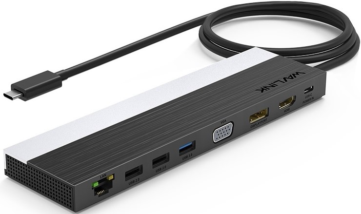  Док-станция WAVLINK WL-UMD03 USB-C 4K Universal/85W PD/2*USB3.0/2*USB2.0/USB C/DP 4K 30HZ/HDMI 4K 30HZ/VGA/Gigabit LAN/Audio In/Out/SD/Micro SD CardRe