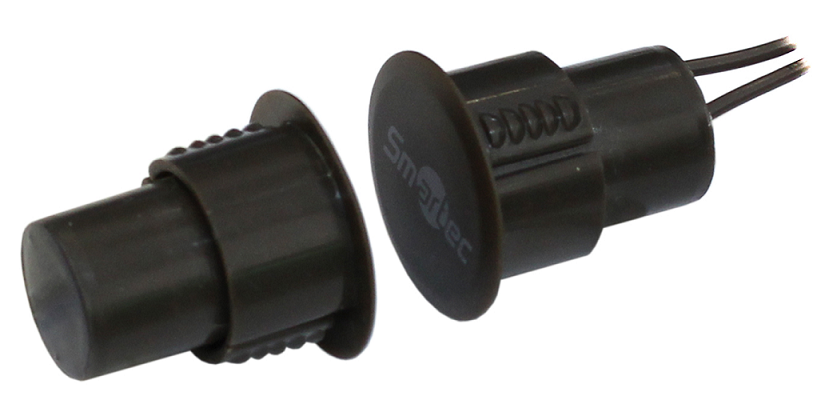 Датчик Smartec ST-DM030NO-BR магнитоконтактный, НР, коричневый, врезной для металлических дверей, зазор 35 мм