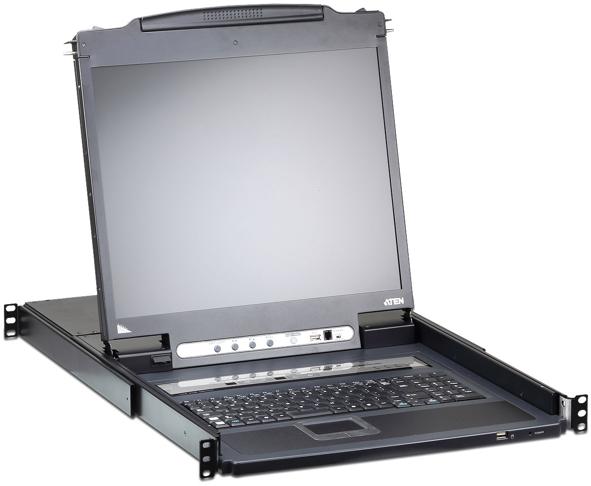 16-ти и более портовые  Xcom-Shop Переключатель KVM Aten CL5716IM-ATA-RG KVM, 1 local user PS2/USB/VGA консоль LCD 17+32 IP user =>16 cpu PS2/USB+VGA, с KVM-шнурами USB 2x1.8м., 1280x