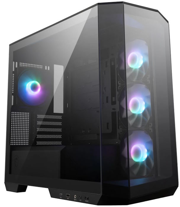 Корпуса MSI Корпус mATX MSI Pano M100R PZ 306-7G24R21-809 черный без БП боковая панель из закаленного стекла USB 3.2 Gen1 USB 3.2 Gen2 Type-C