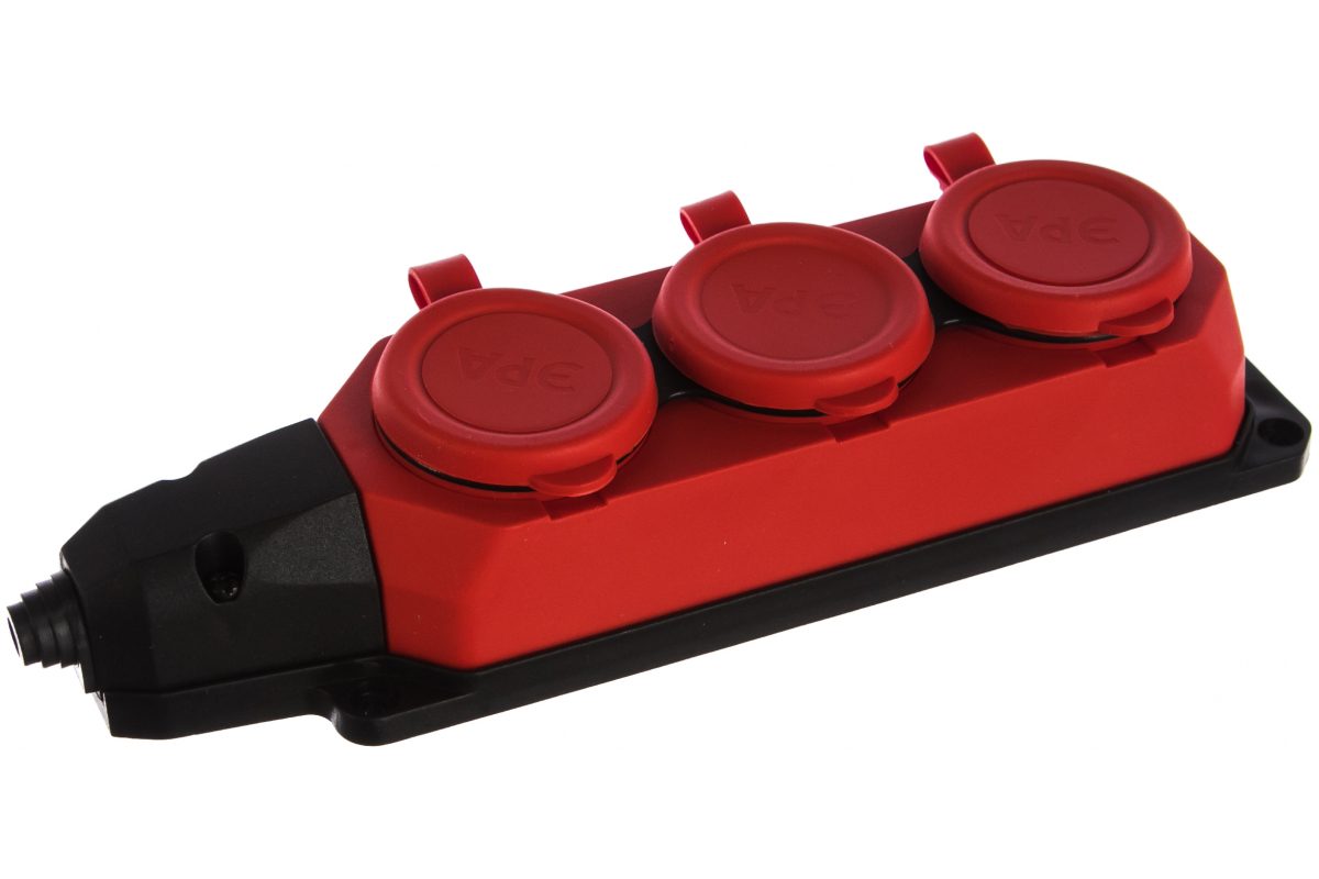 Колодка ЭРА Б0044552 K-3e-RED-IP44 красная каучуковая с/з 3гн 16A