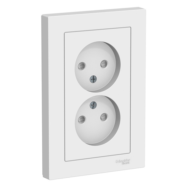 Розетка двухместная без заземления Systeme Electric ATN001322 AtlasDesign со шторками,16А, в сборе, лотос