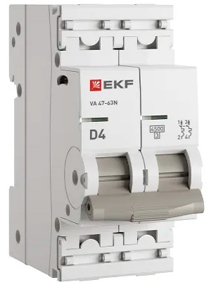 Автоматический выключатель EKF M634204D 2P 4А (D) 4,5kA ВА 47-63N PROxima