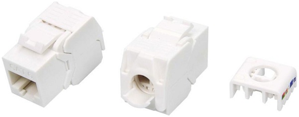 Вставка Hyperline KJ8-8P8C-C6-180-TLS-WH Keystone Jack RJ-45(8P8C), категория 6, тип 180 градусов, Toolless, белая