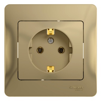 Розетка Schneider Electric GSL000442 Glossa Титан с заземлением (в сборе с рамкой)