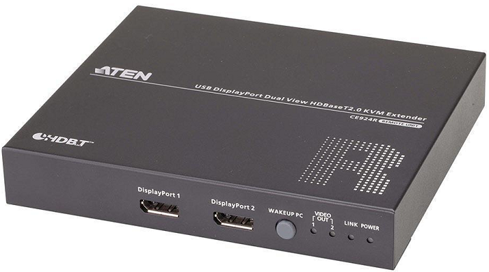 Удлинитель Aten CE924-AT-G extender, KVM USB, 2xDP+KBD&MOUSE USB+AUDIO+RS232, 100 метр., 1xUTP Cat5e/HDBaseT, 2x(DP+MINIJACK)+DB9+USB B-тип>3xUSB A-ти