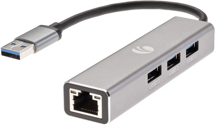 Концентратор VCOM DH312A USB 3.0-RJ-45 1000Mb/s, 3*USB 3.0, aluminum shell, 0.2м
