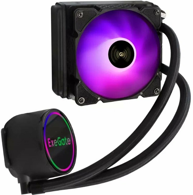 Система охлаждения жидкостная Exegate EX298708RUS LGA2066/2011/115x1200/1700/1851/AM4/AM5 (TDP 150W,120mm, 600-1800rpm, 37dBa)
