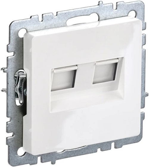 Розетка компьютерная двойная IEK BR-K20-2-K01 BRITE RJ45 кат.6 РК11-2-БрБ Белый
