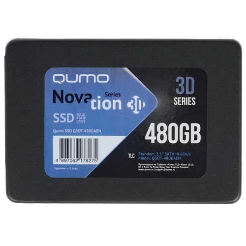 SSD AGI Накопитель SSD 2.5'' Qumo Q3DT-480GAEN Novation 480GB SATA 6Gb/s 3D TLC 560/540MB/s IOPS 83K/69K MTBF 1.5 TBW 252